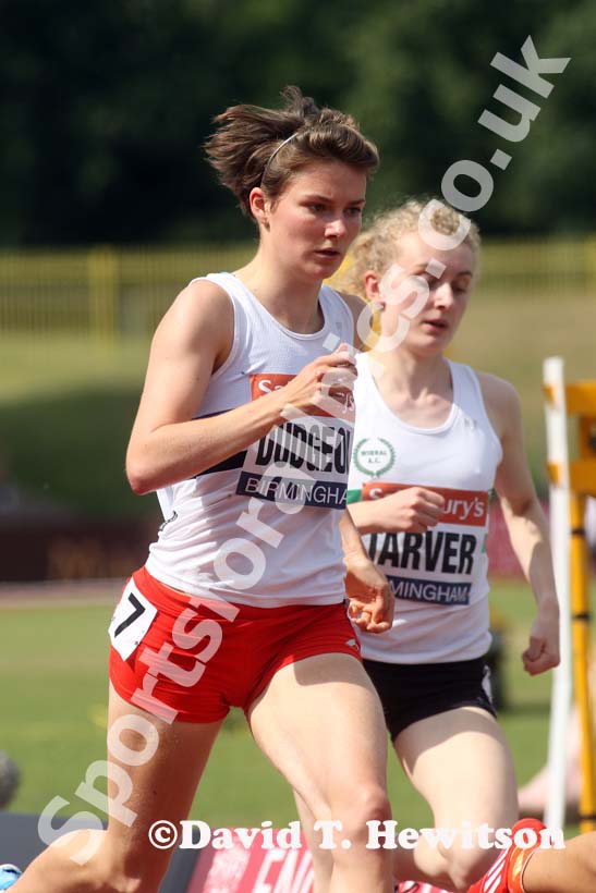 Emily Dudgeon in the 800 metres at the Sainsbury's British Championships, Birmingham.